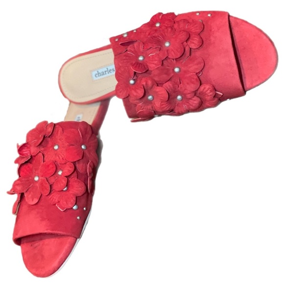 Charles David Red Suede Sicilian Women’s Slides Flats Size 7M - Picture 11 of 13